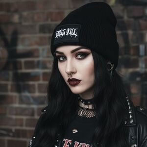 Dolls Kill Black Logo Knit Hat O/S